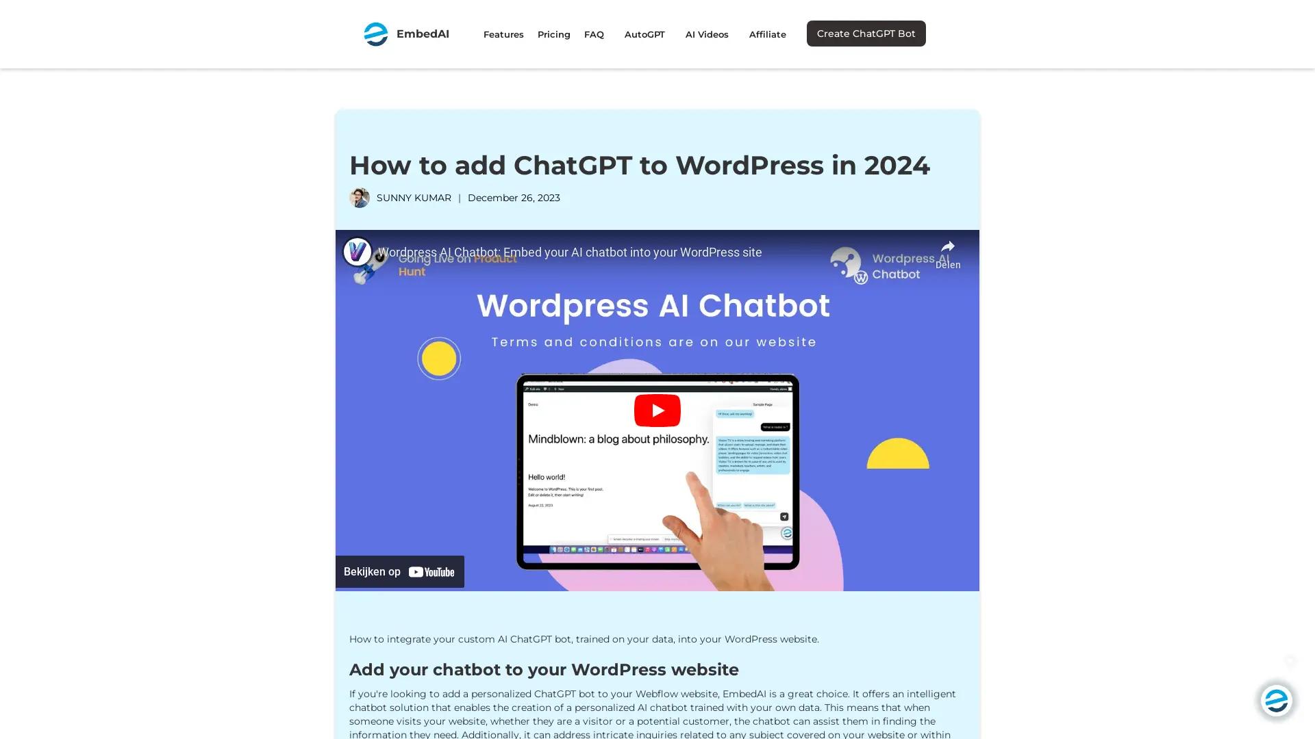 Wordpress AI Chatbot screenshot