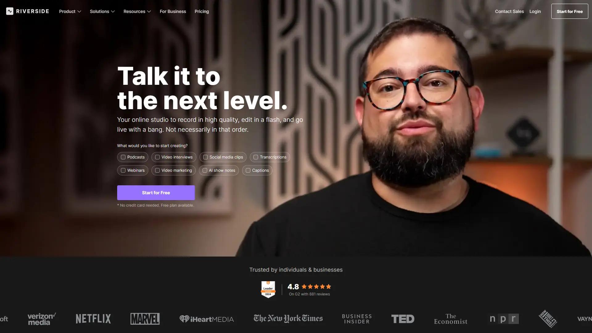 Riverside.fm screenshot