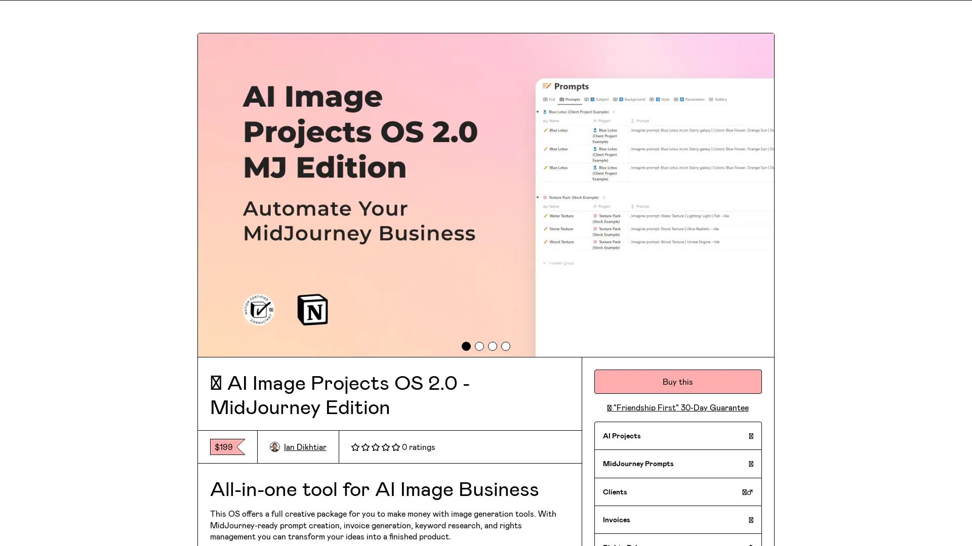 AI Image Projects OS 2.0 - MidJourney screenshot