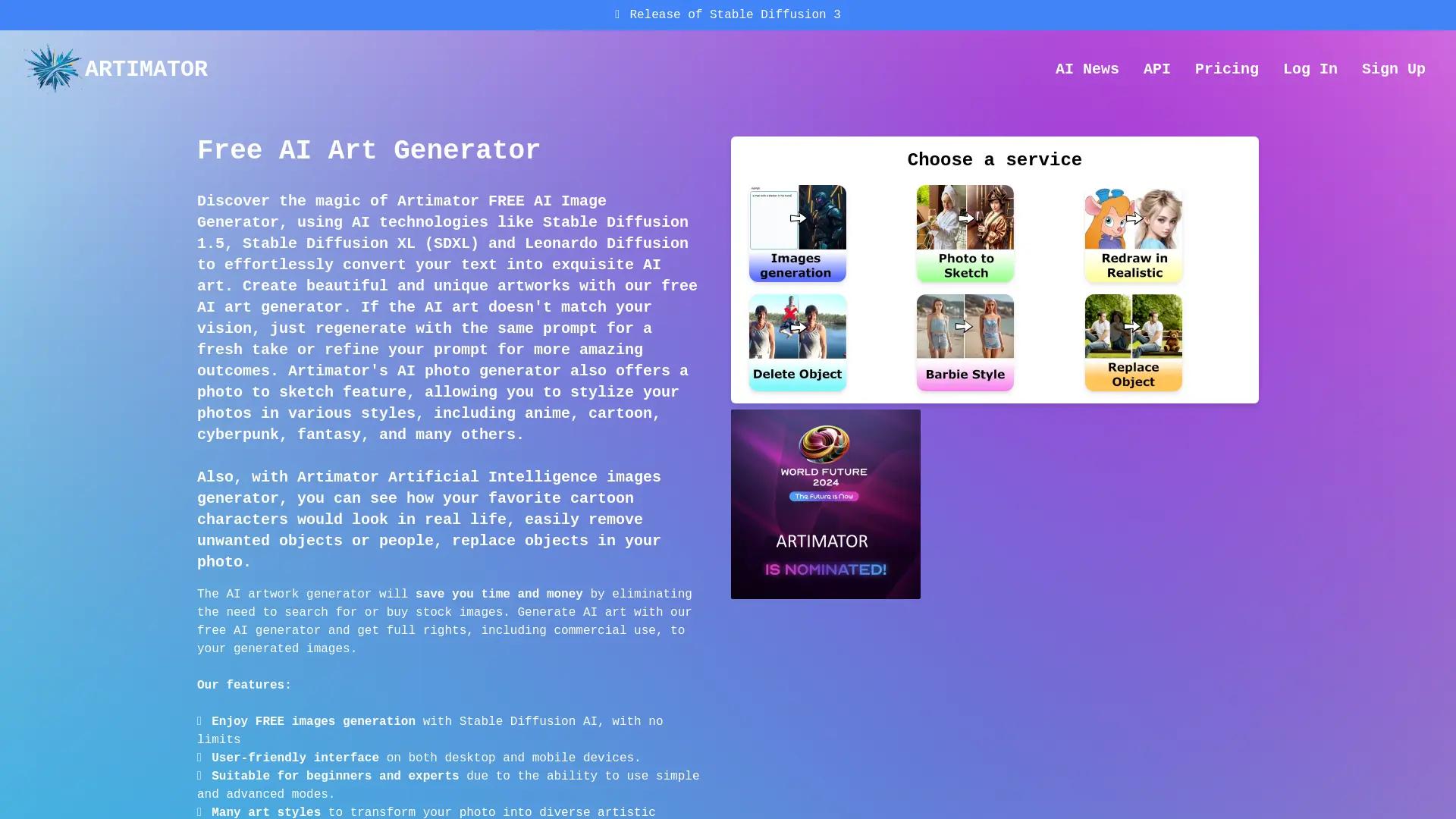 Artimator screenshot