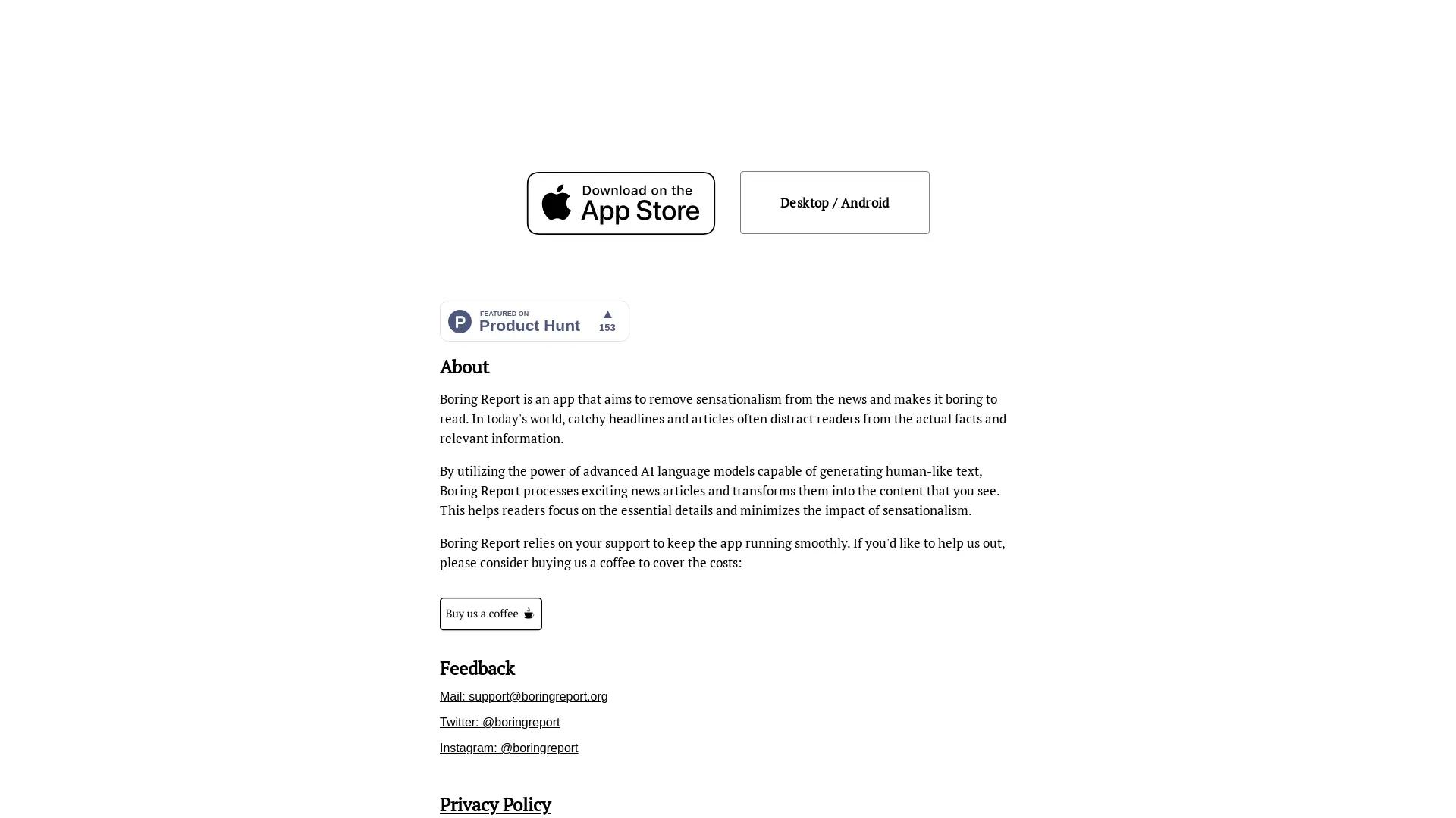 Boring Report screenshot