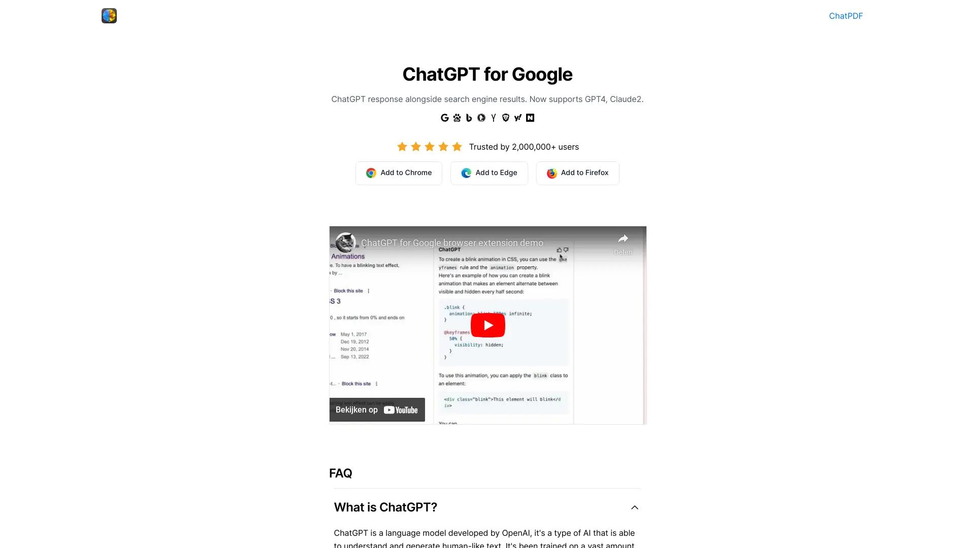 ChatGPT for Google screenshot