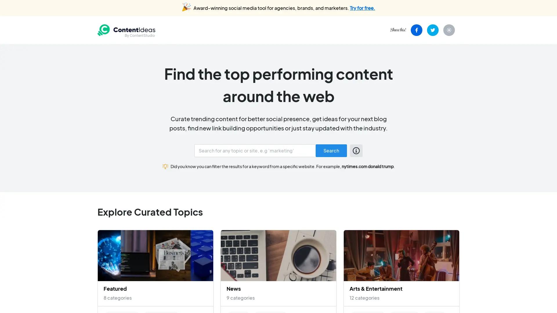 ContentIdeas screenshot