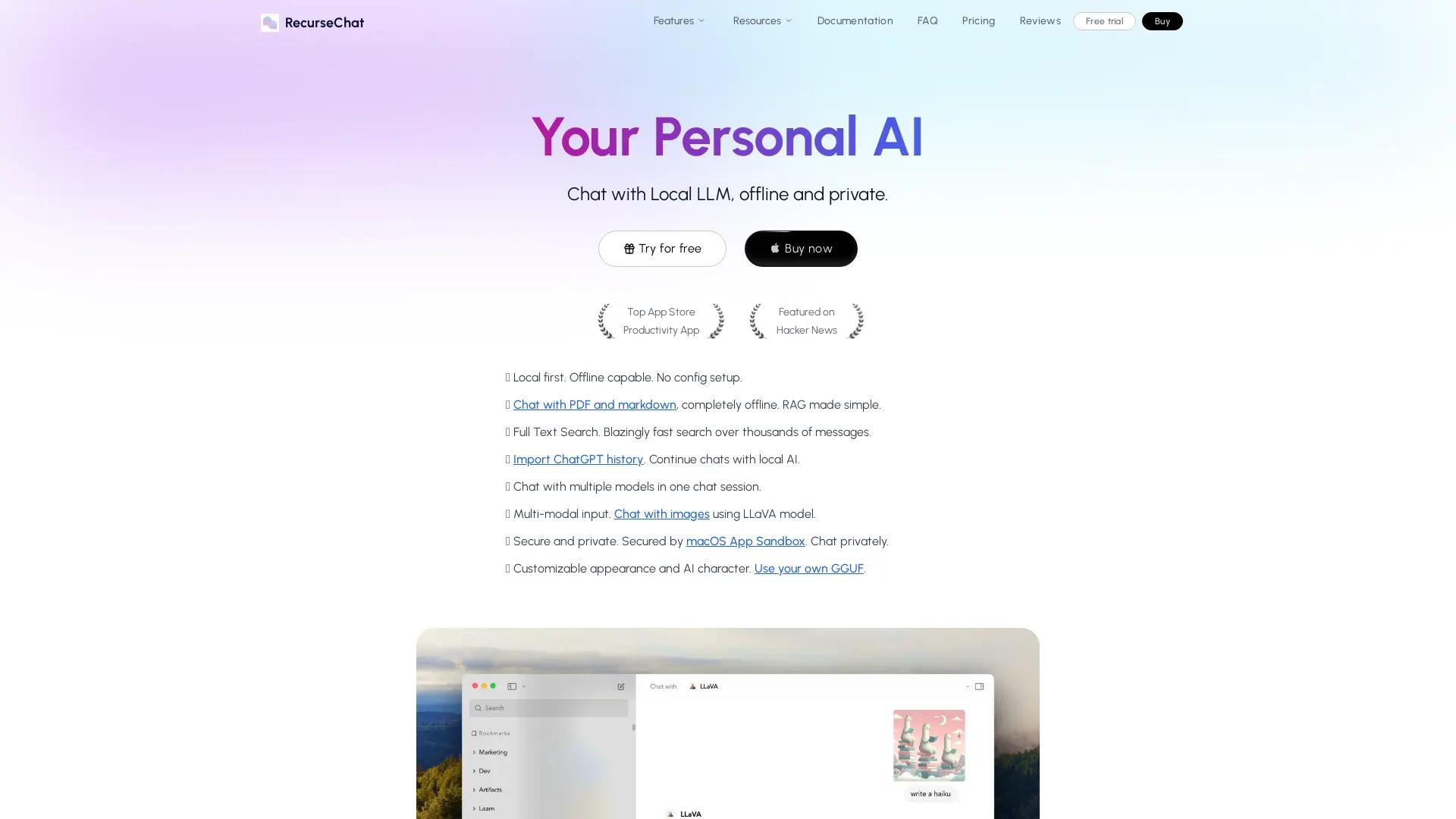 RecurseChat - Local AI Chat screenshot