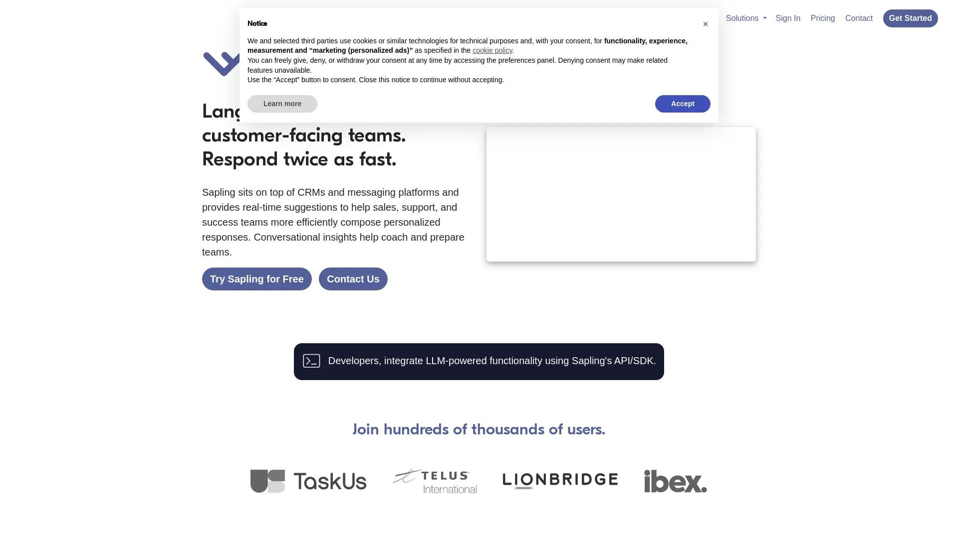 Sapling AI screenshot