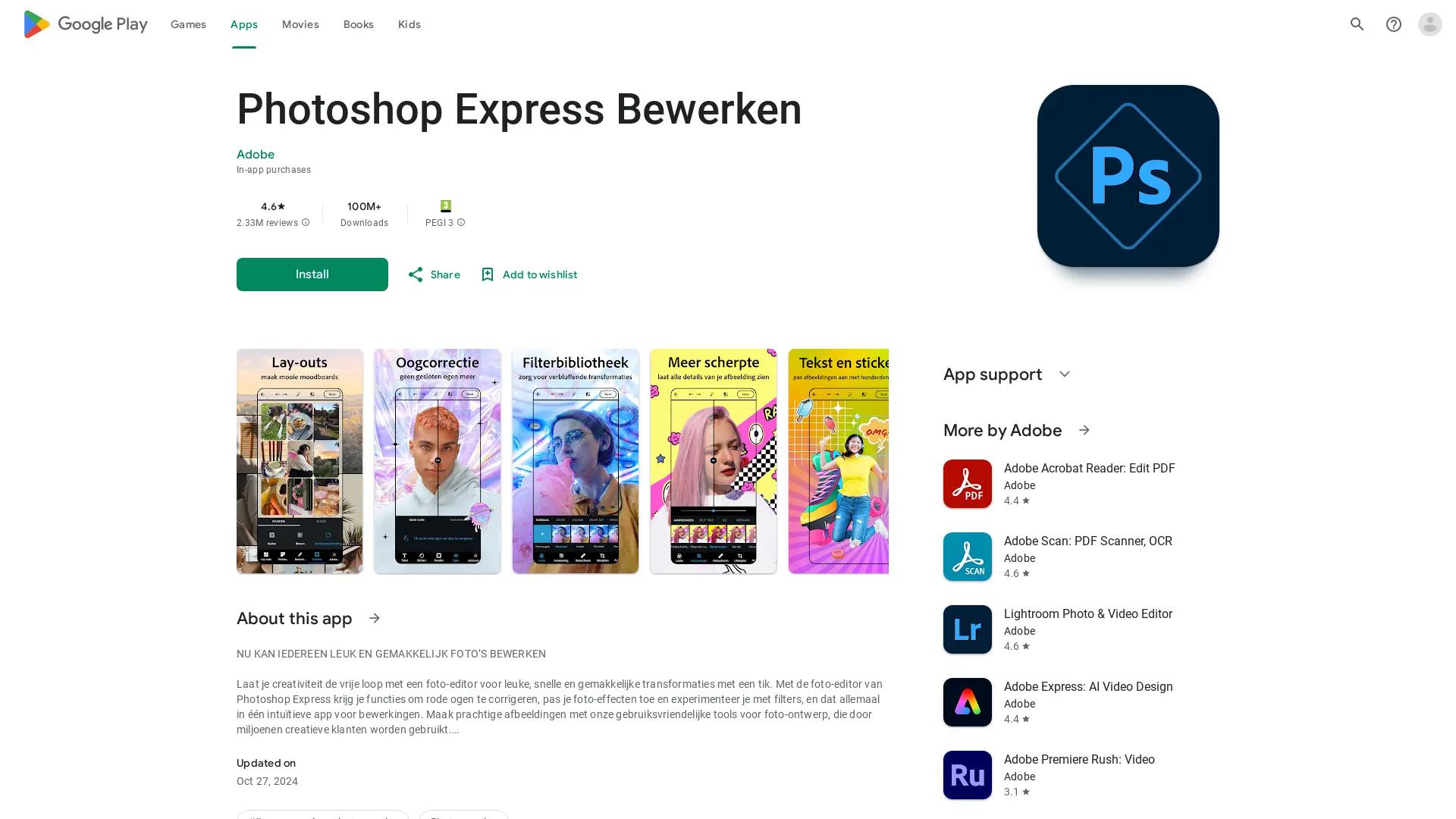 Photoshop Express Bewerken screenshot