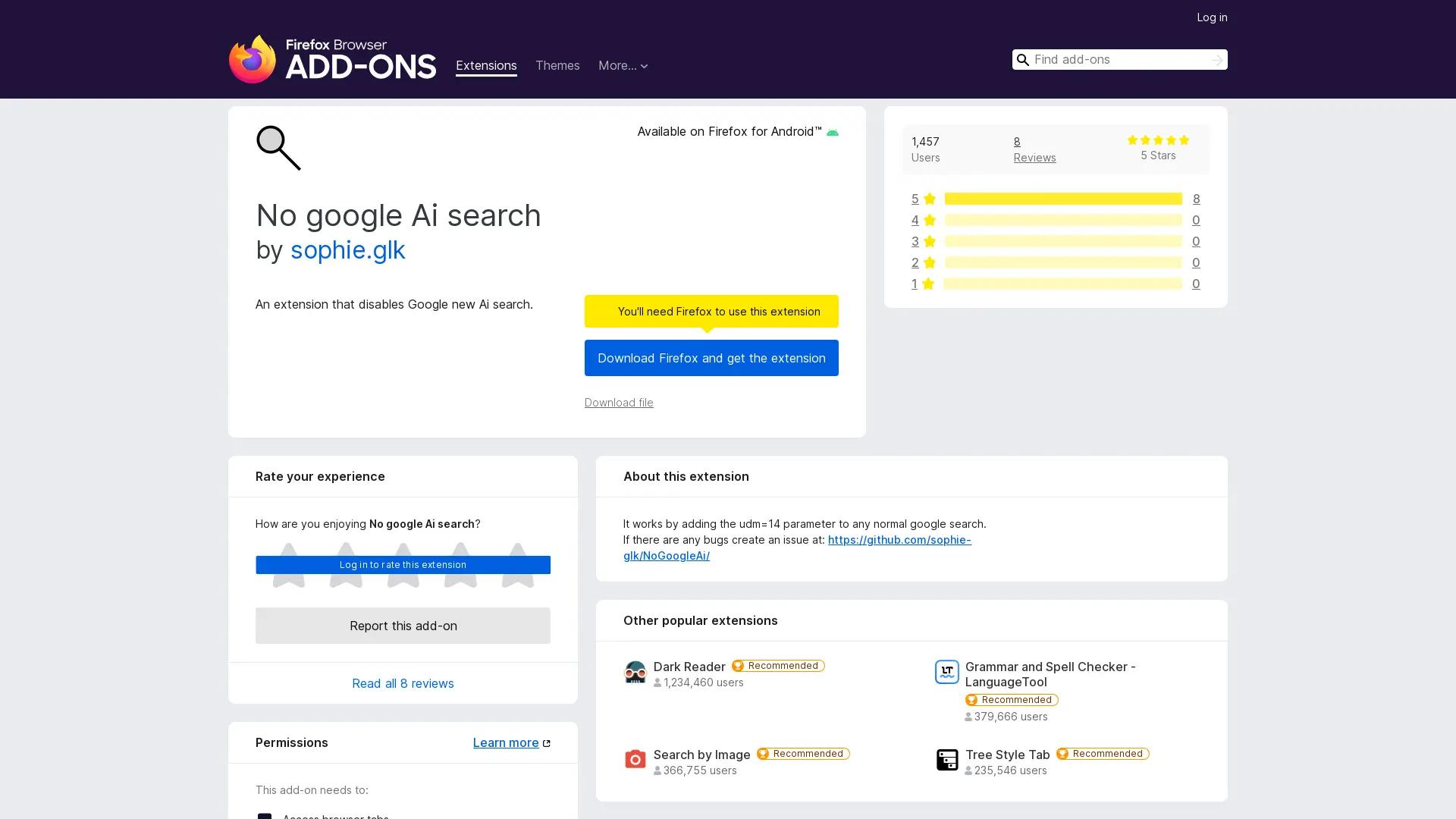 No Google AI Search screenshot