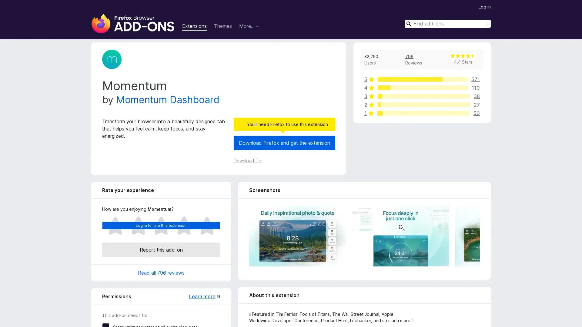 Momentum Dashboard screenshot