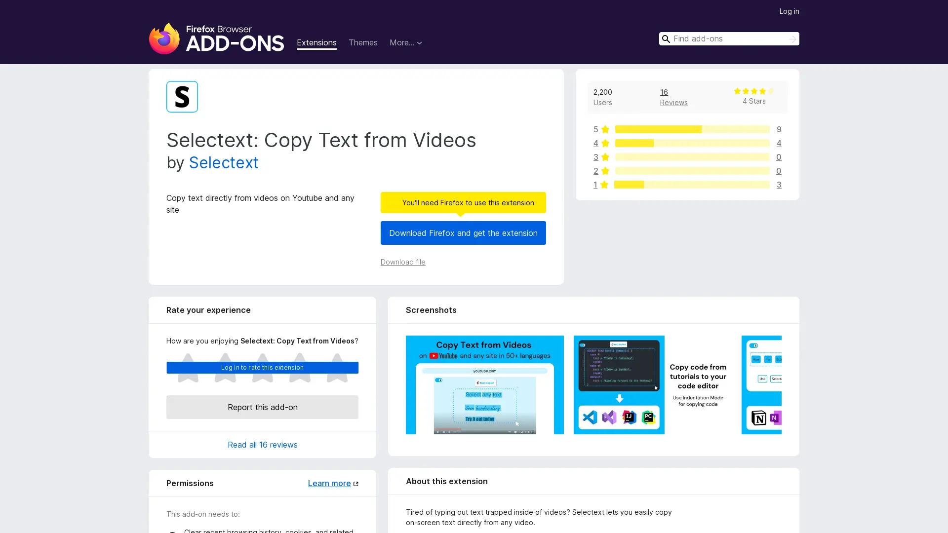 Selectext screenshot