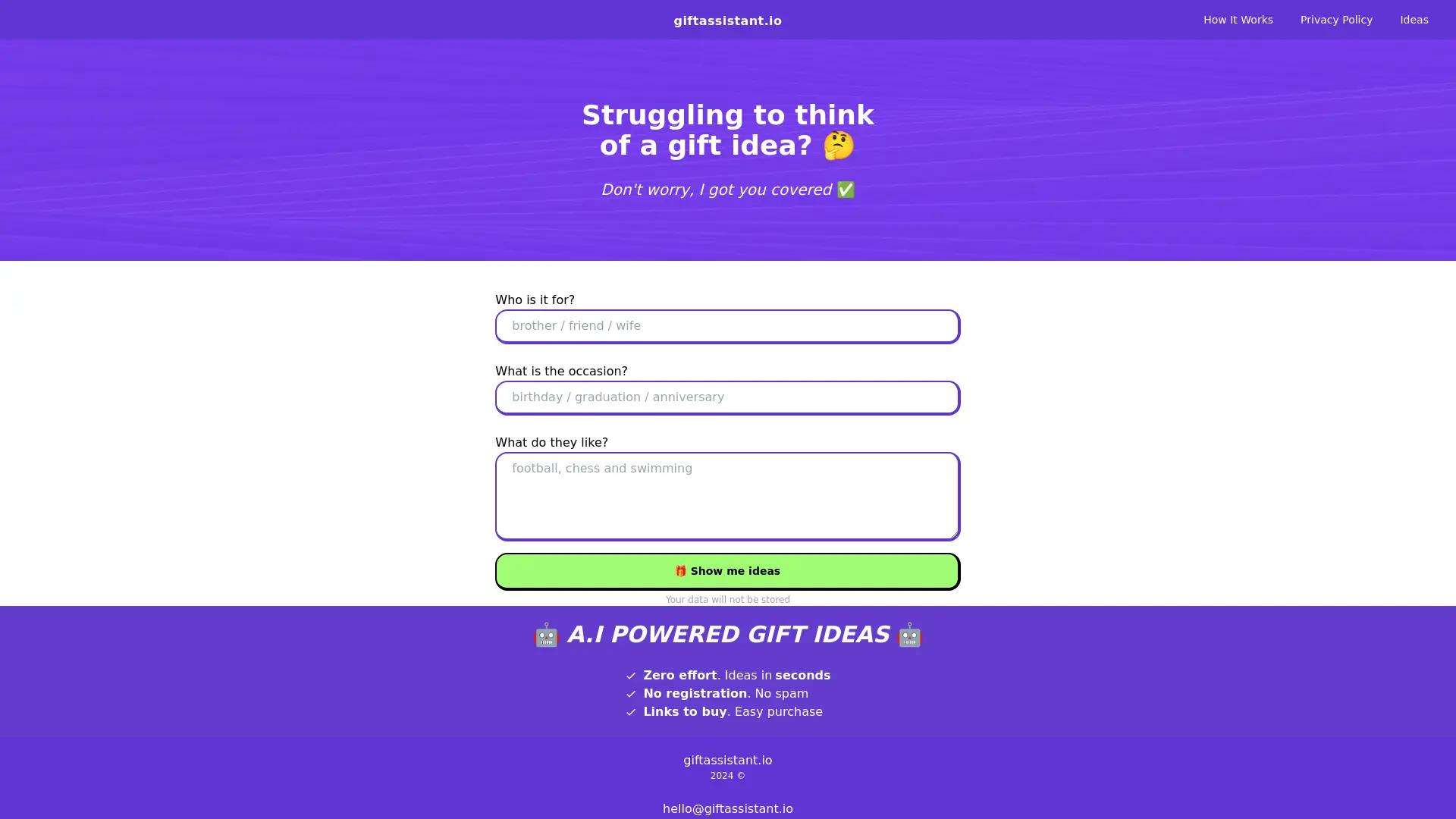 Giftassistant.Io screenshot