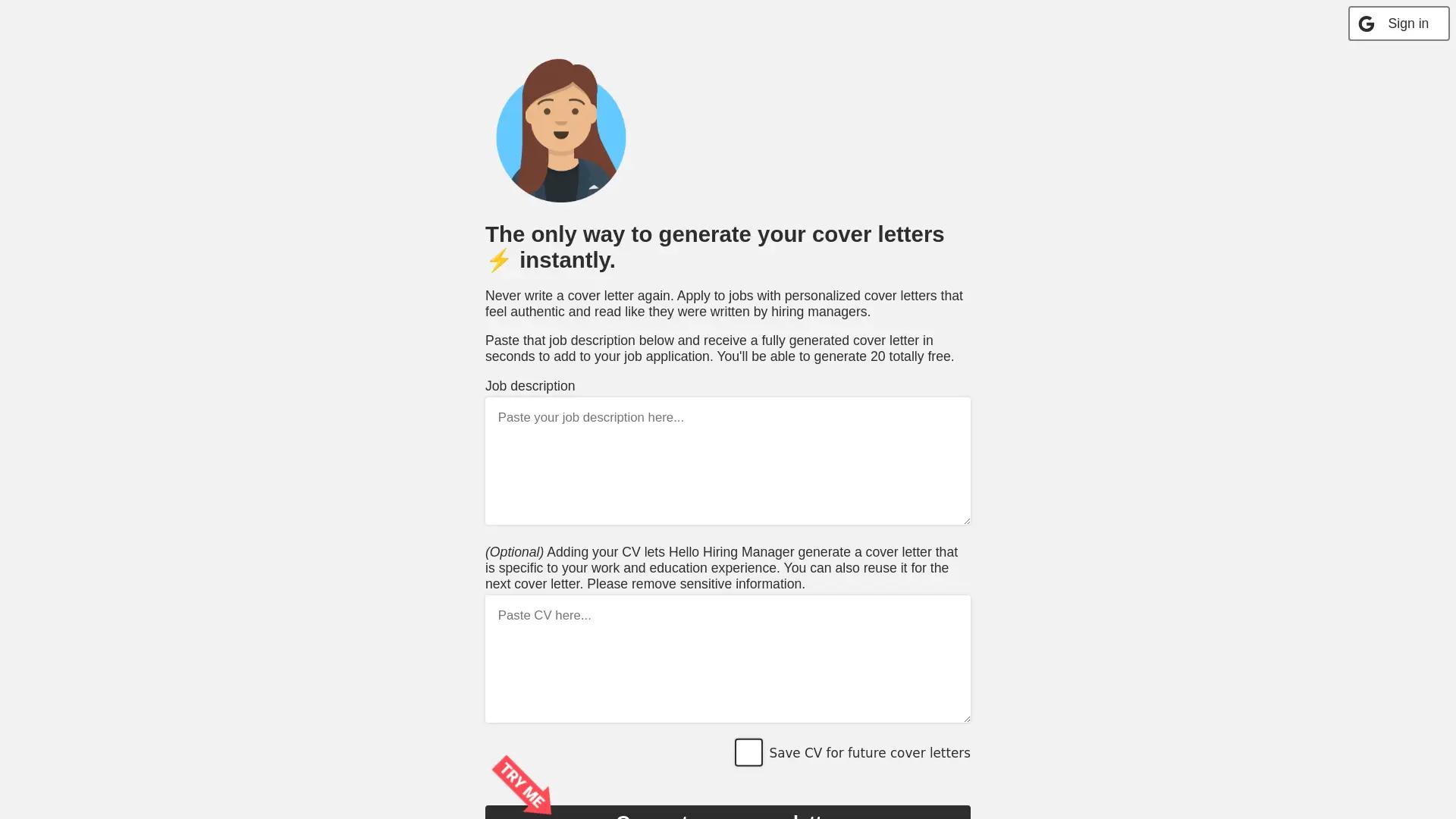 Hello Hiring Manager screenshot