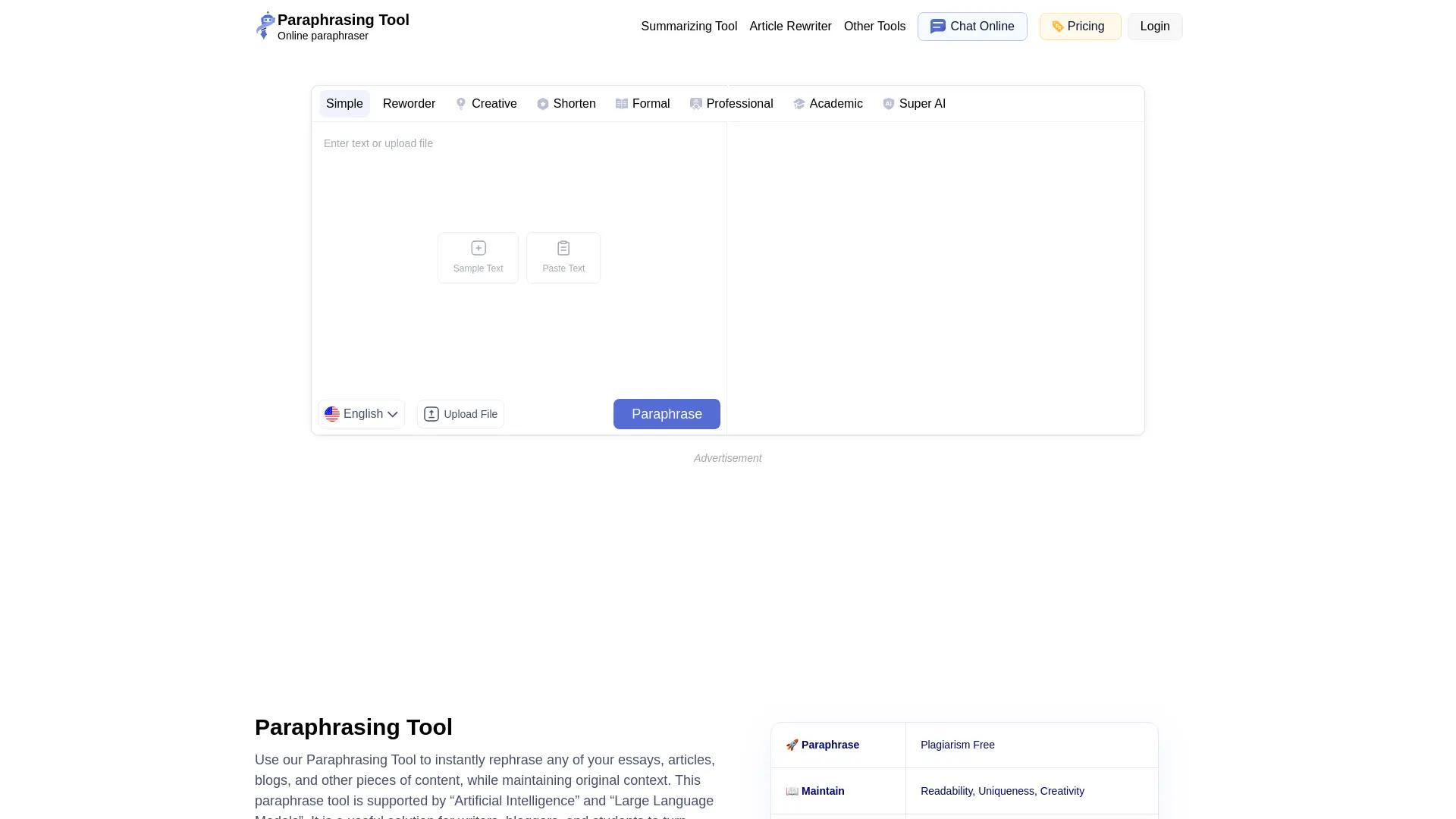 Paraphrasing.Io screenshot