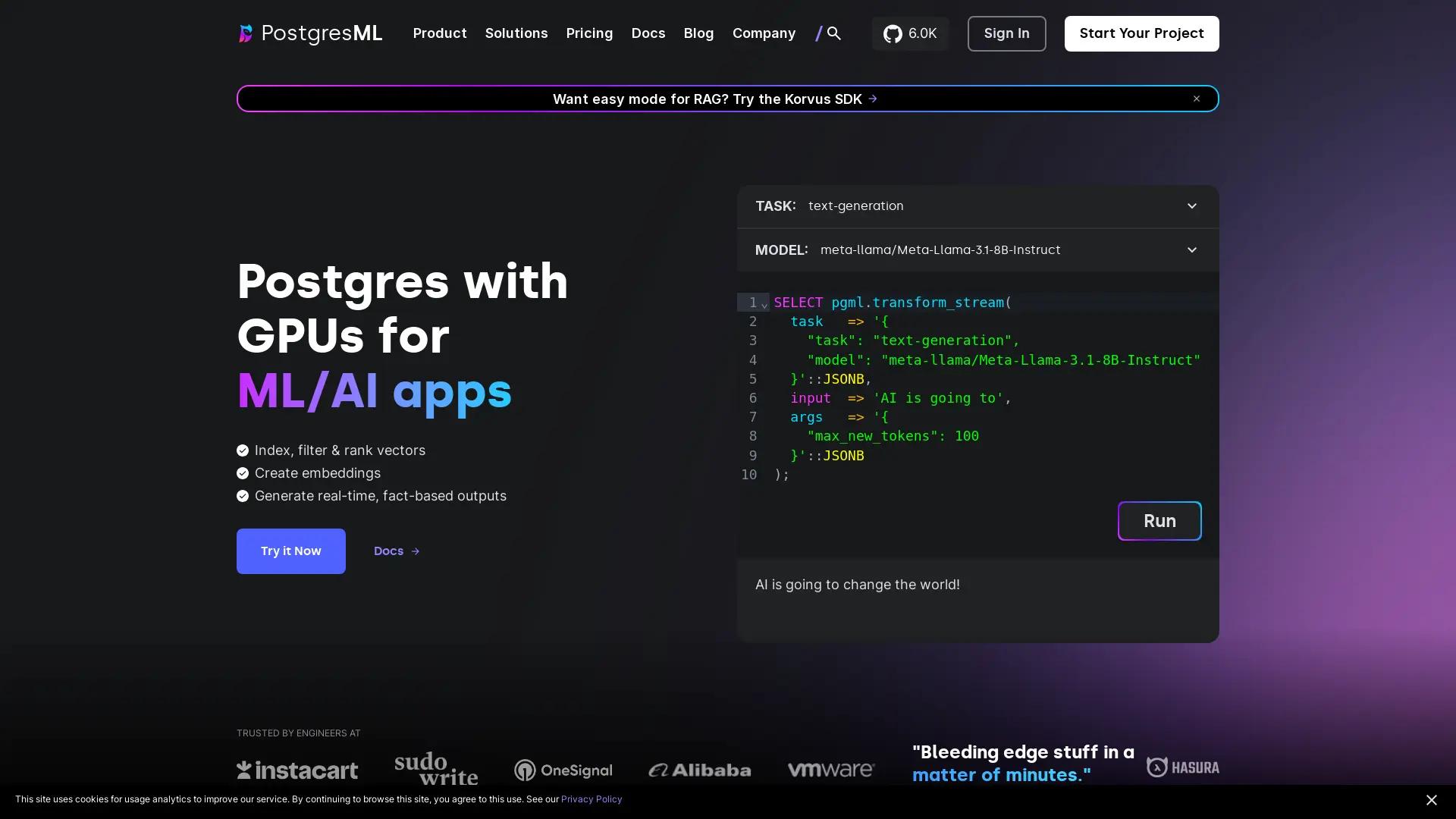 PostgresML screenshot