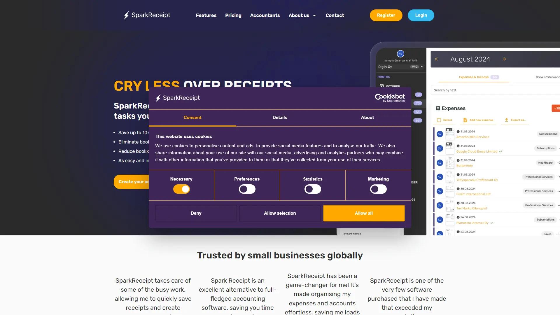 SparkReceipt screenshot