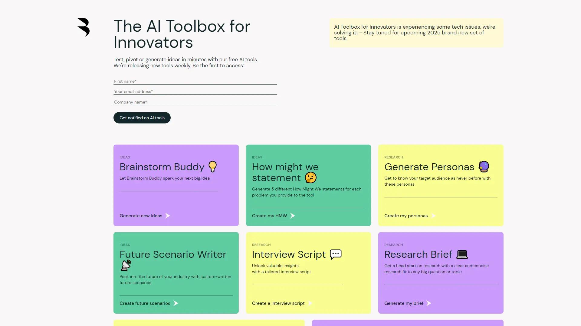 AI Toolbox For Innovators screenshot