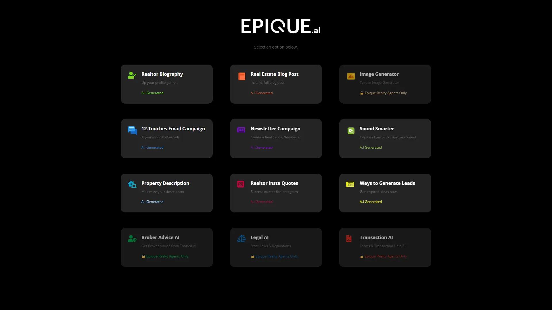 Epique AI screenshot