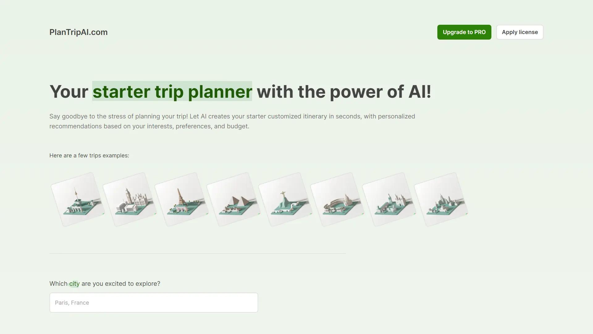 PlanTripAI screenshot