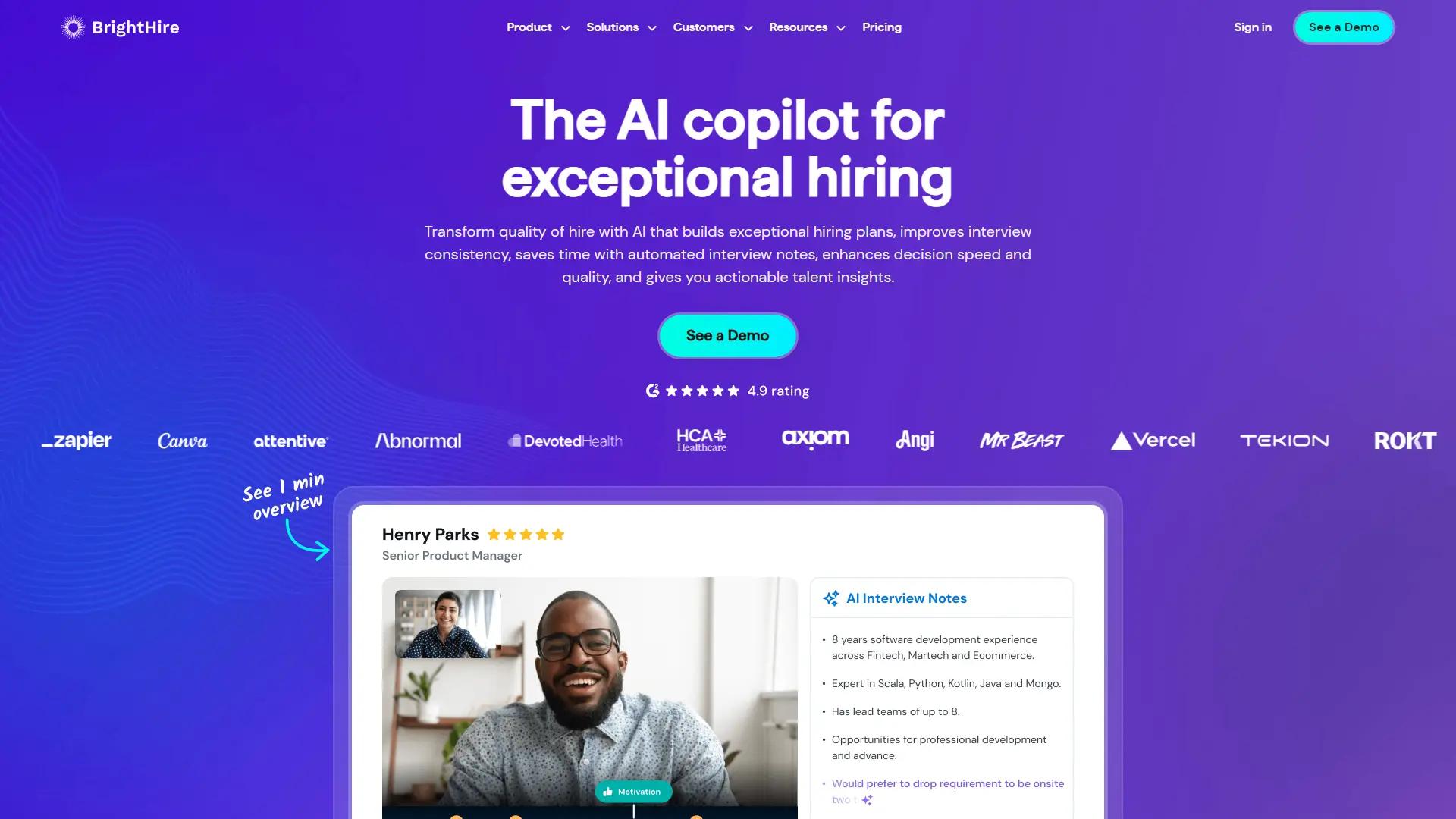 Brighthire screenshot