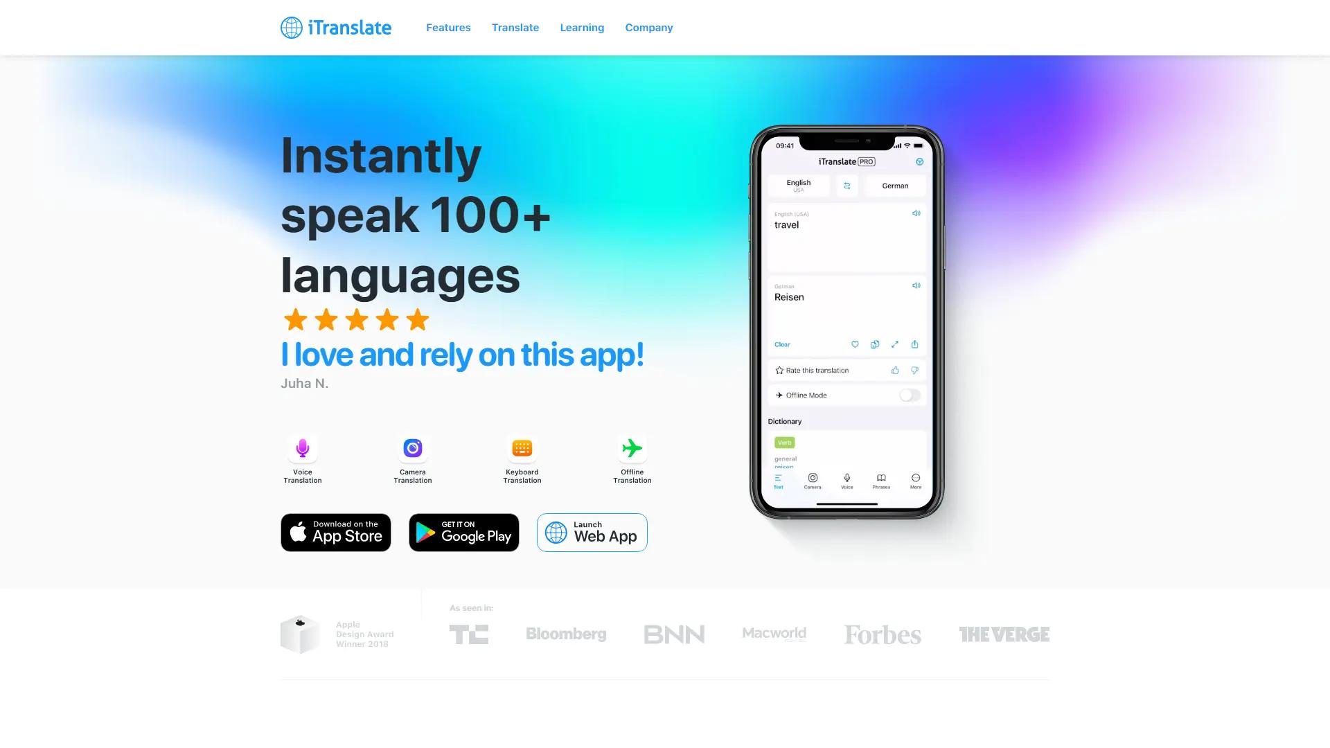 Itranslate screenshot