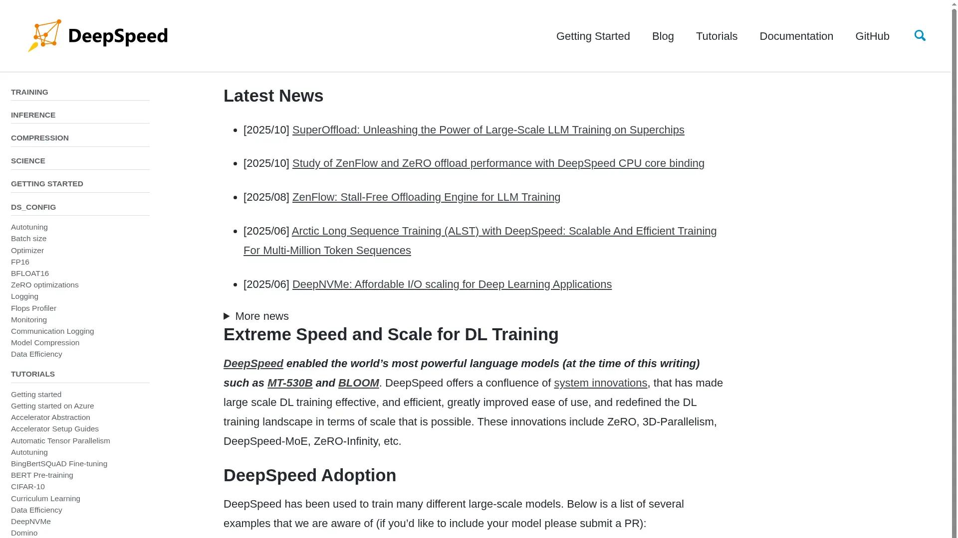 DeepSpeed screenshot