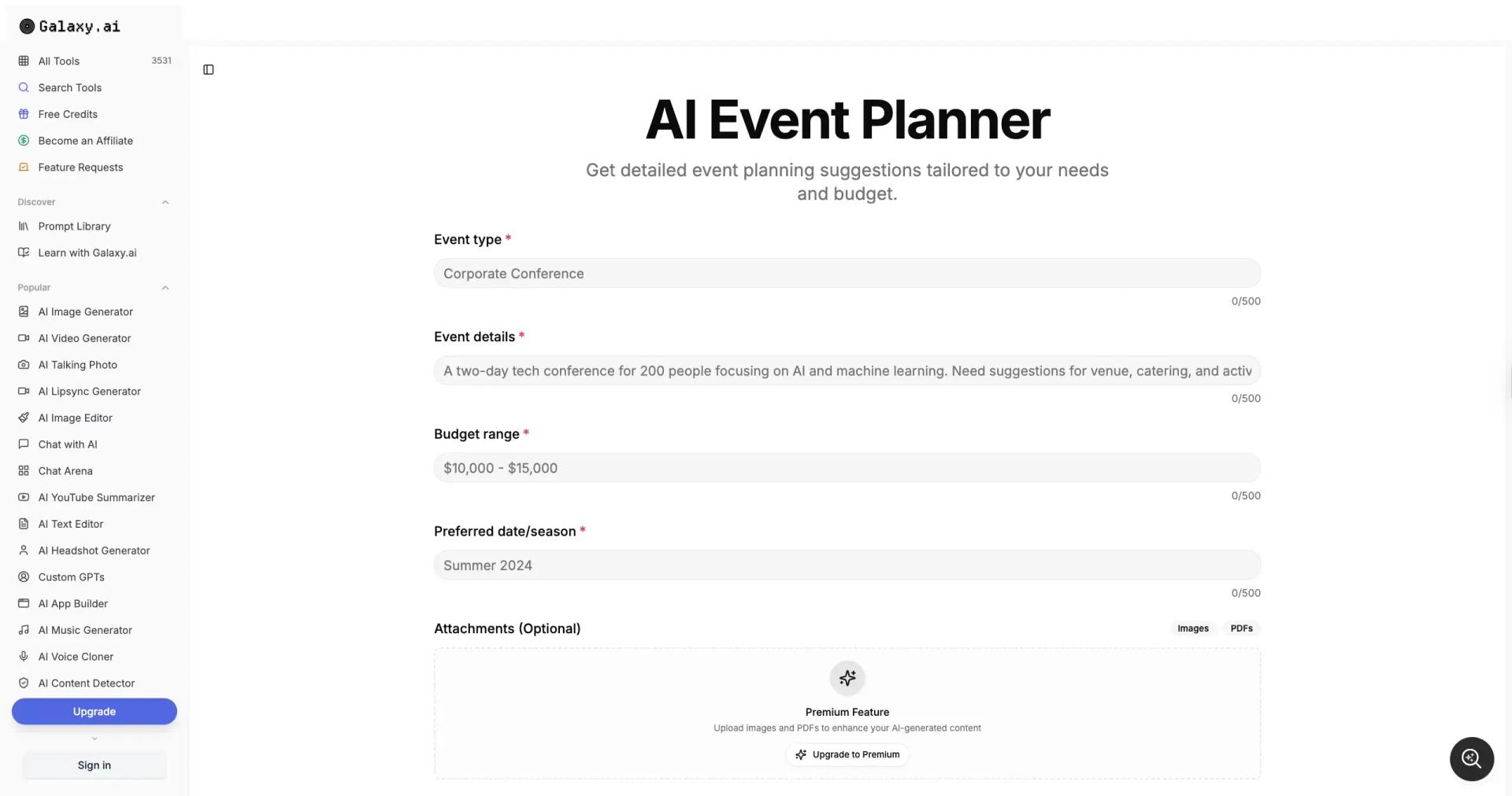 Galaxy.ai screenshot