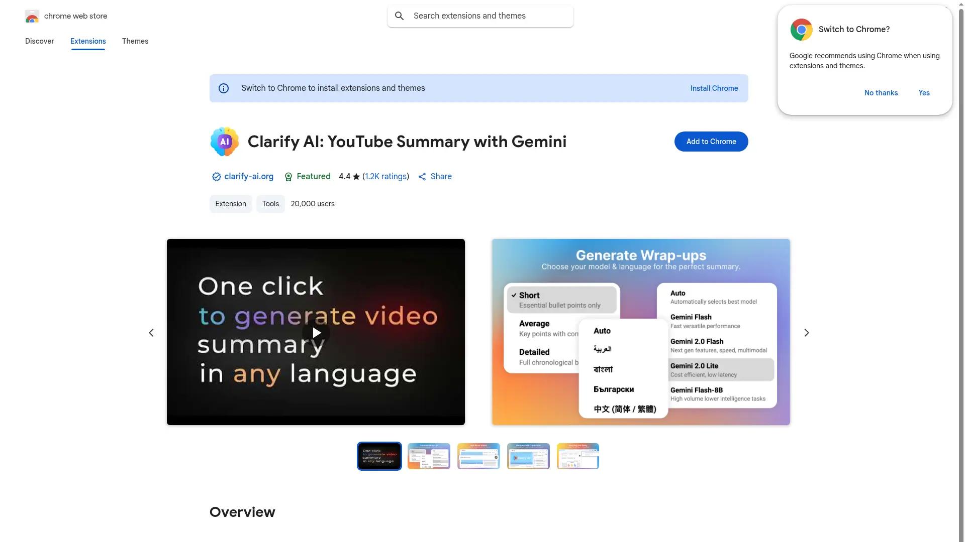 YouTube Summary AI with Gemini screenshot