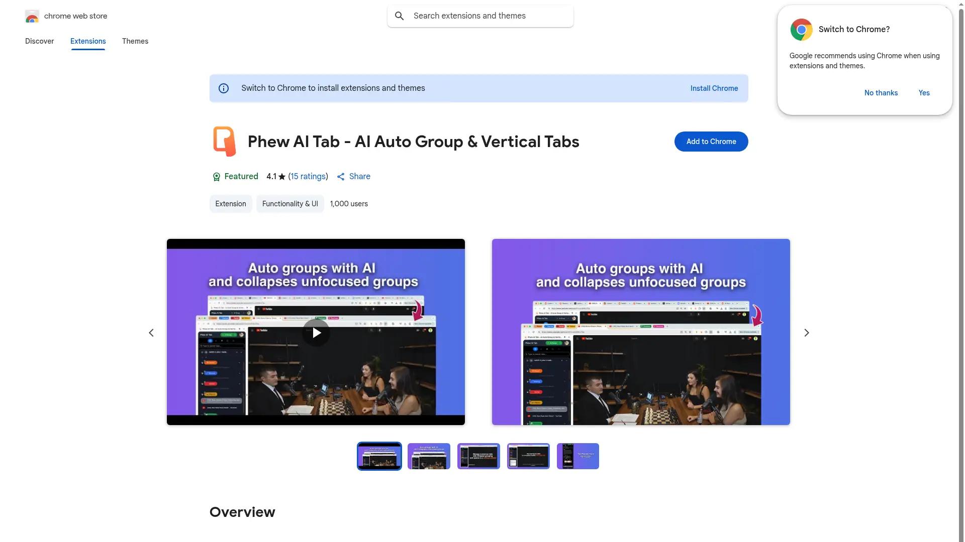 Phew AI Tab screenshot