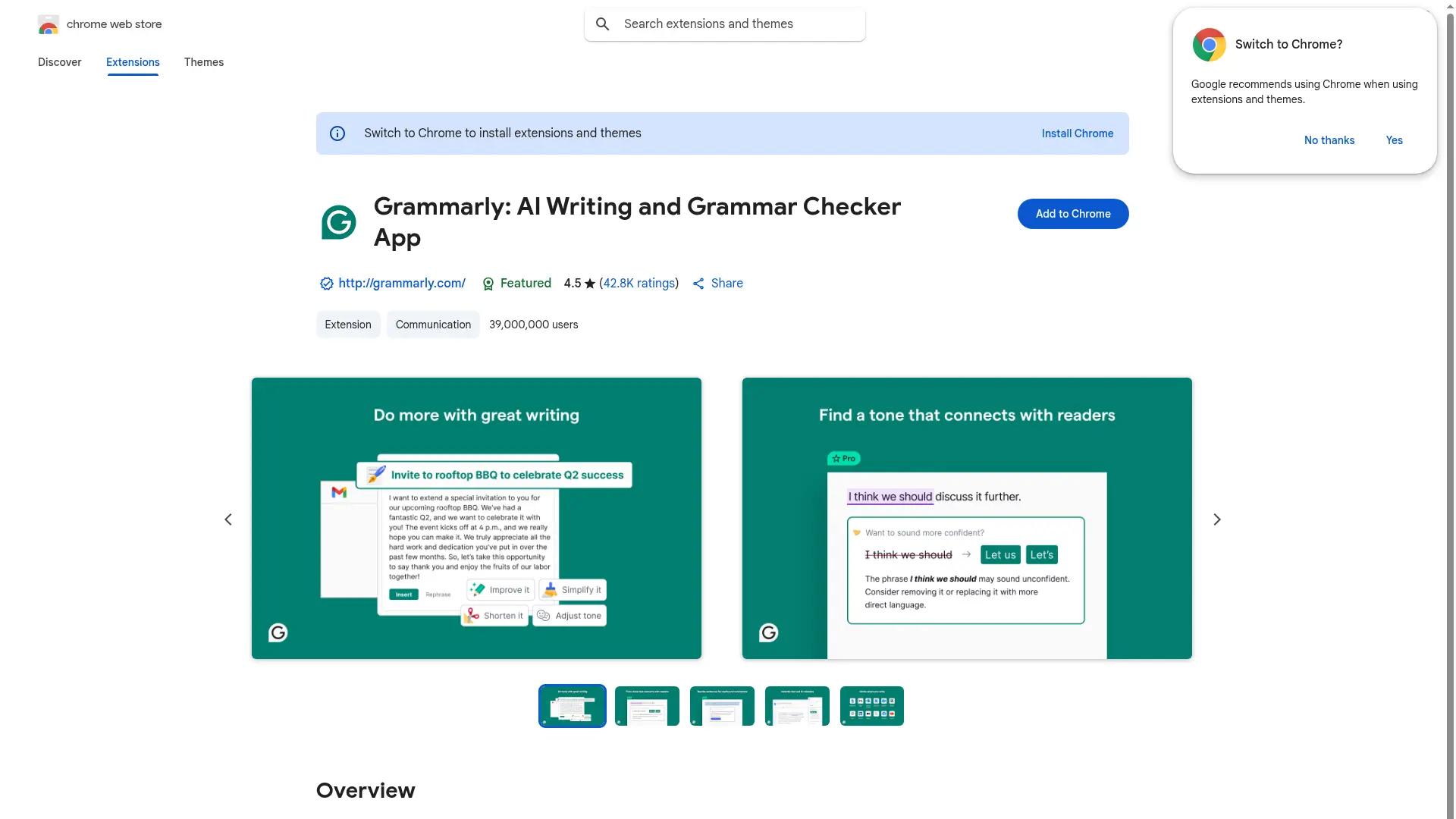Grammarly screenshot