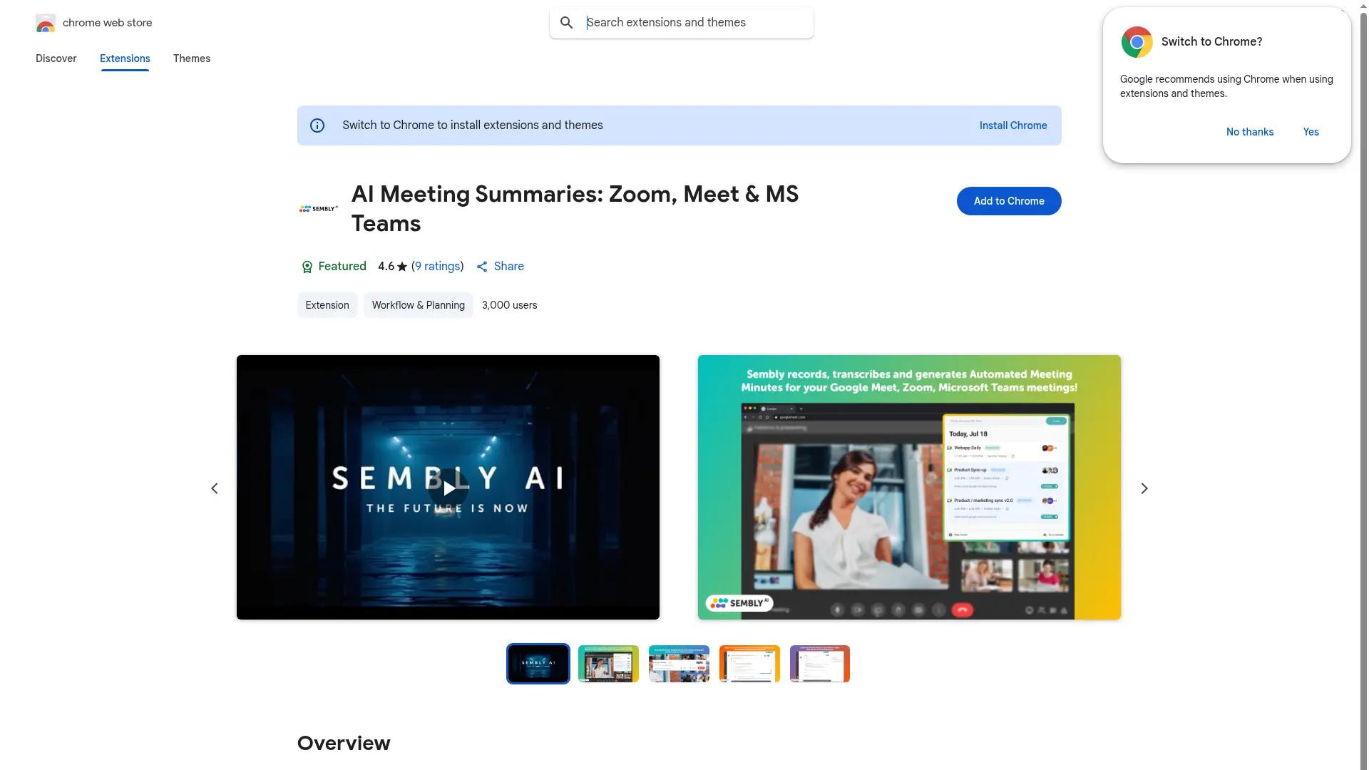 AI Meeting Summaries screenshot