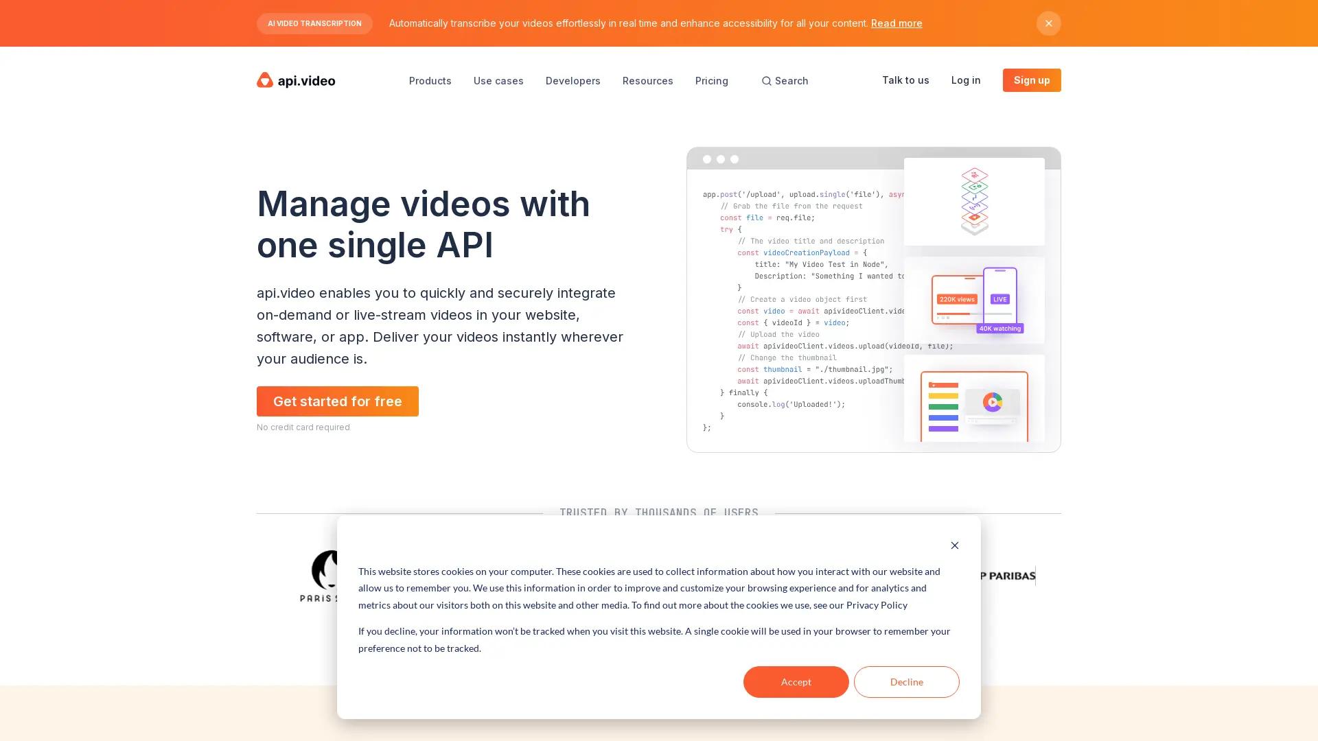 api.video screenshot