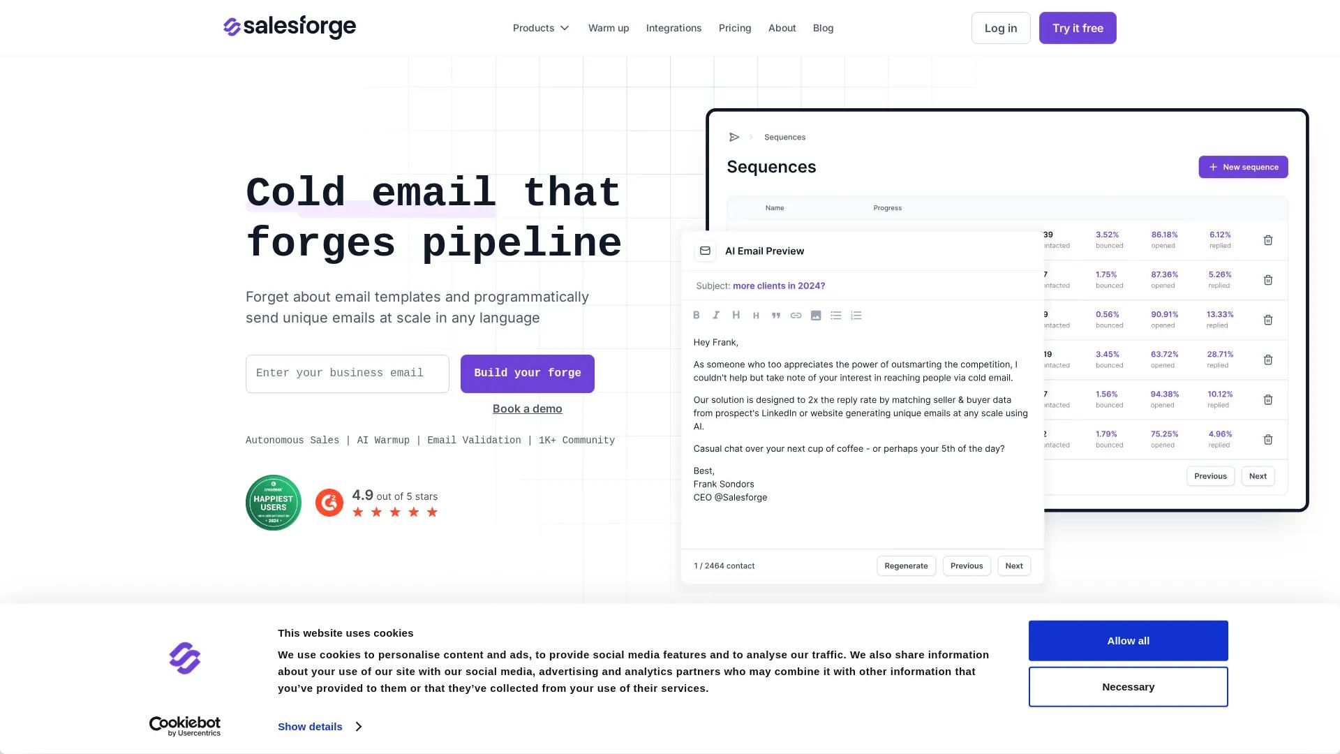 Salesforge screenshot