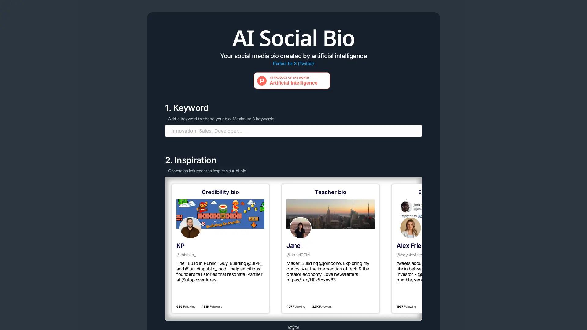 AI Social Bio screenshot
