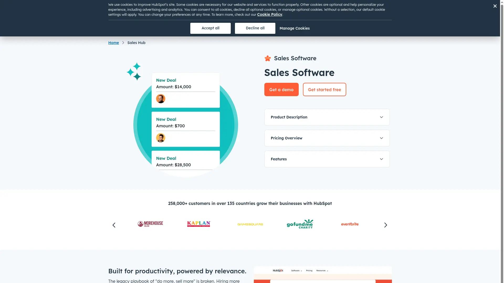 HubSpot Sales Hub screenshot