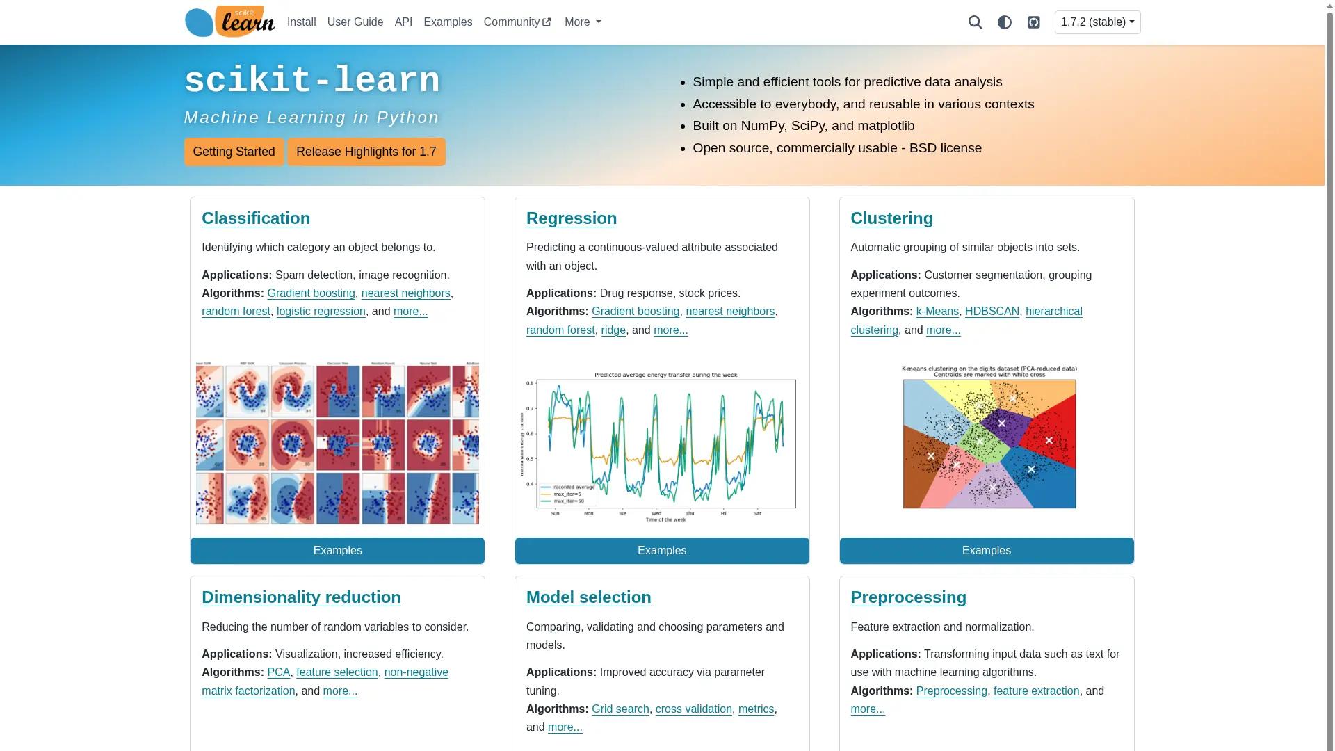 scikit-learn screenshot