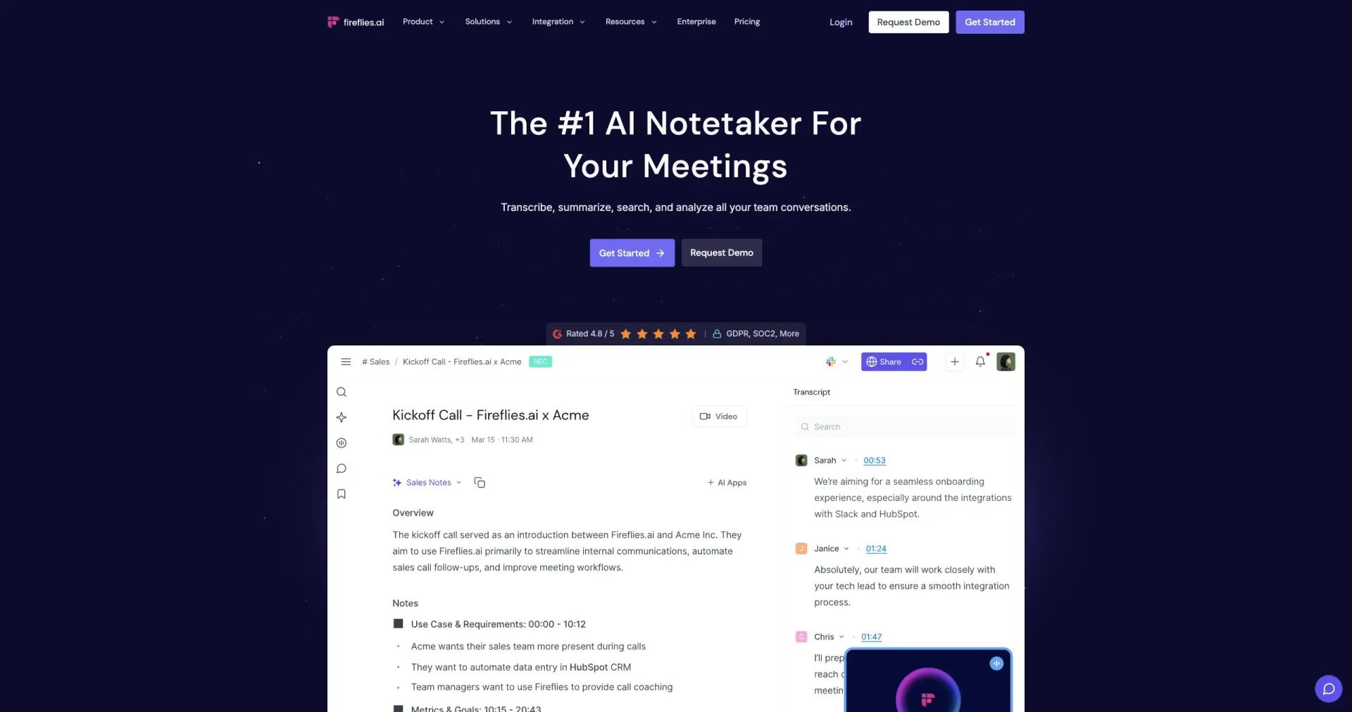 Fireflies AI screenshot